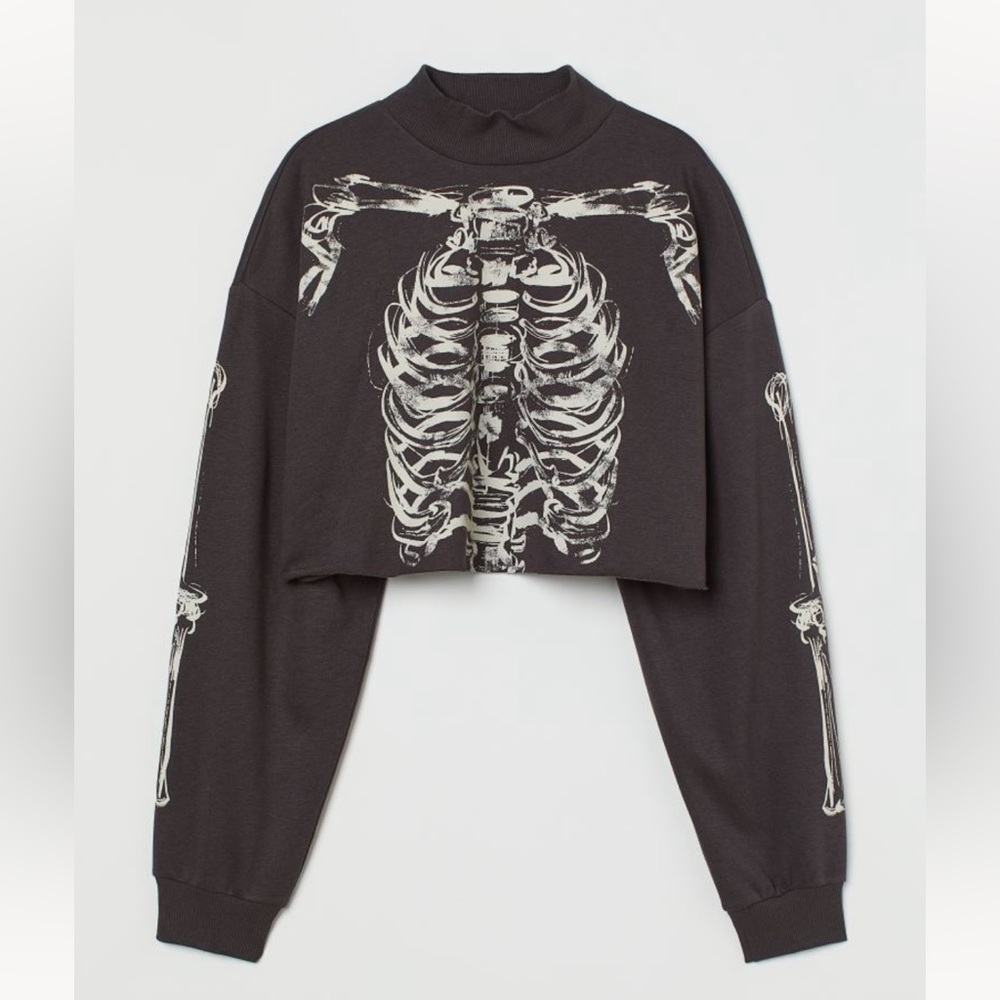 NWT H&M Oversized Skeleton Crop Sweatshirt